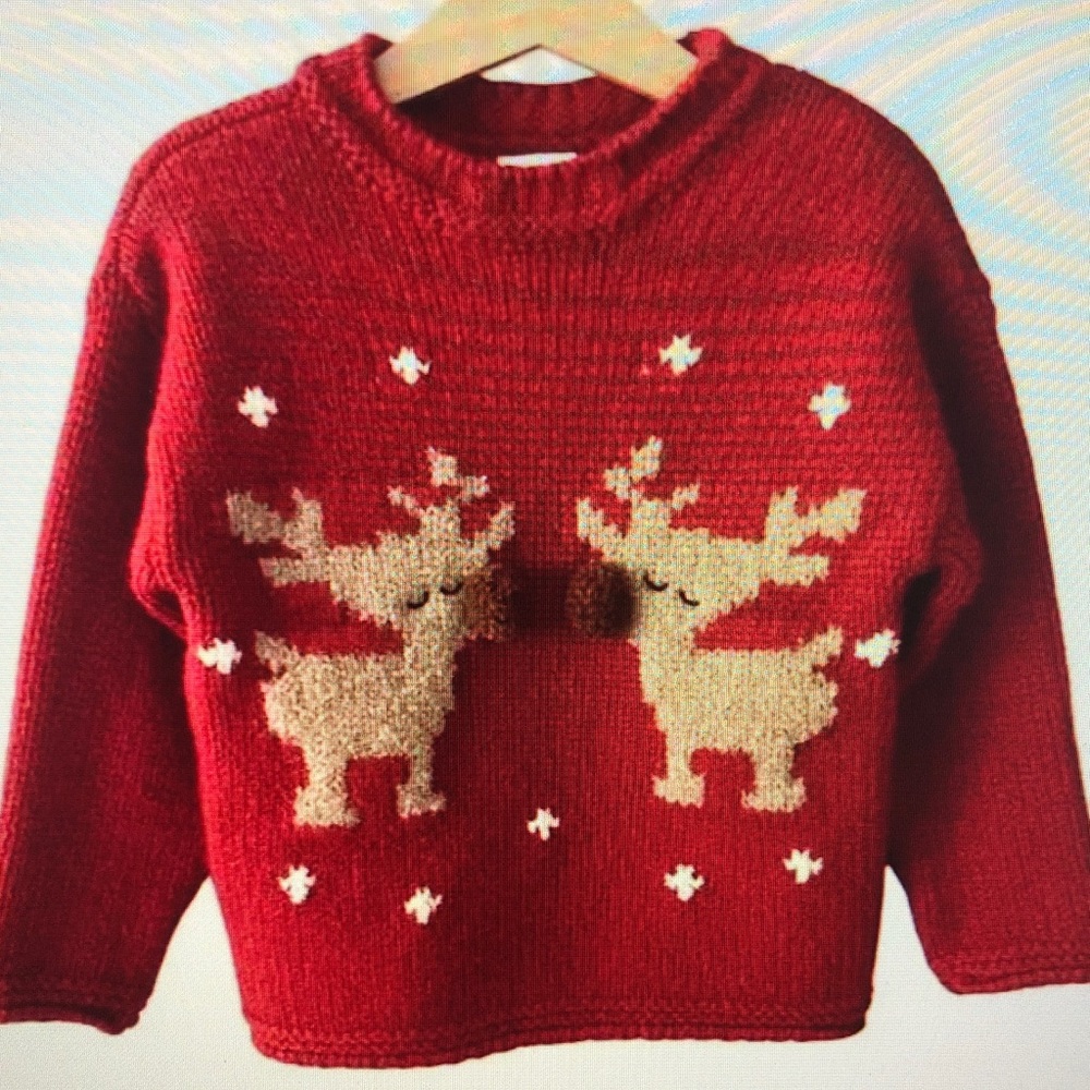Red Sweater with Reindeer Design